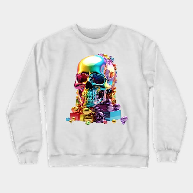 Iridescent Colorful Rainbow Skull Crewneck Sweatshirt by Tankuss 